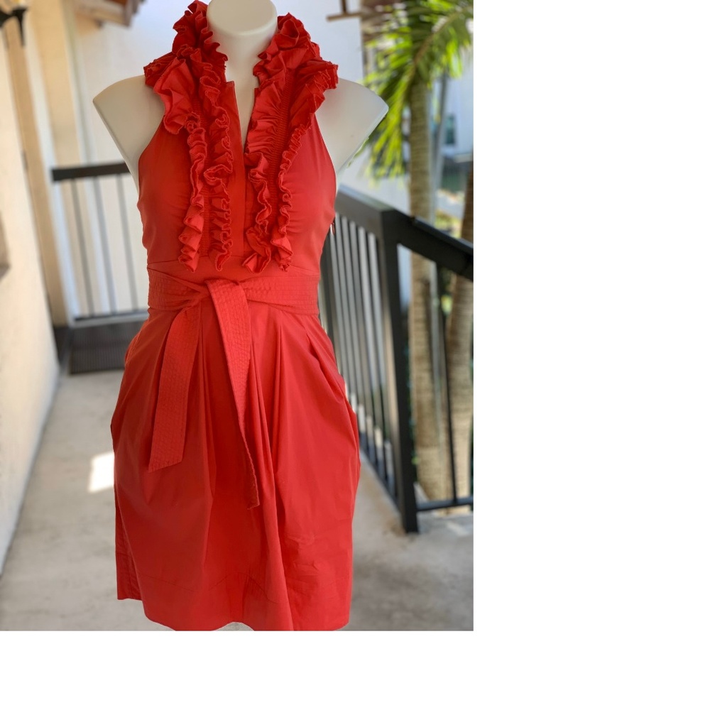 BCBG Max Azria Holter Backless Poppy Red Dress